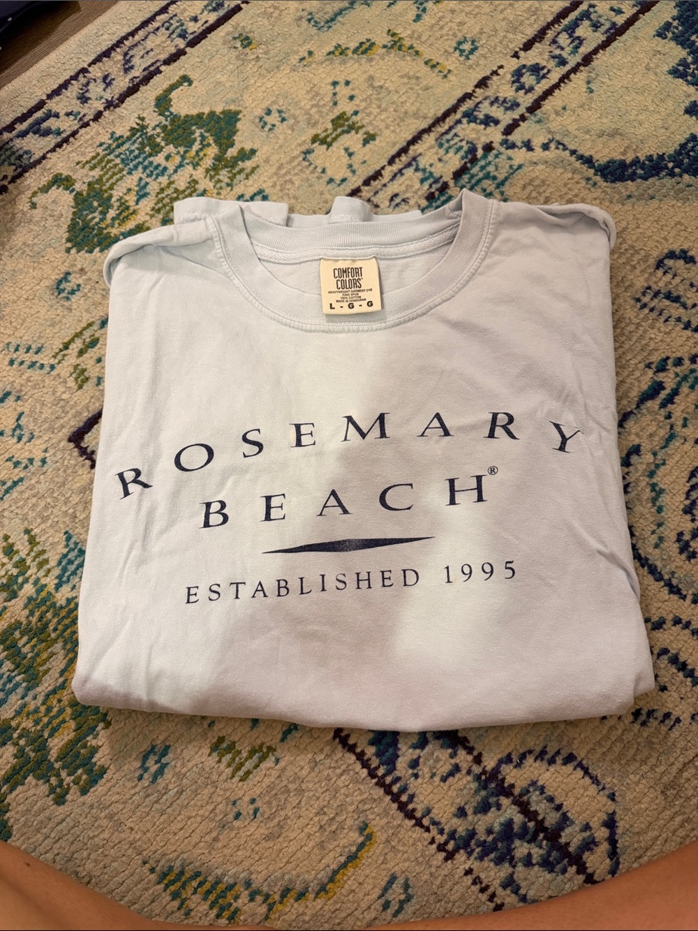 Comfort Colors Rosemary Beach Graphic Tee - Pale Blue with Navy Print